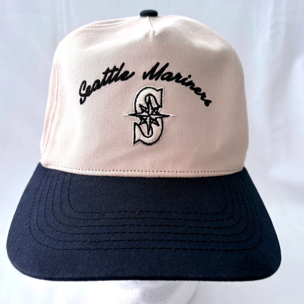 '47 MLB Seattle Mariners Hat Tan Navy Blue Snapback Baseball Cap